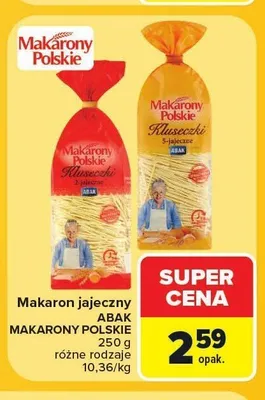 Makaron jajeczny Kluseczki Abak promocja w Carrefour
