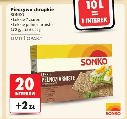 Pieczywo chrupkie Lekkie pełnoziarniste Sonko promocja w Intermarche