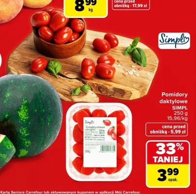 Pomidory daktylowe Simpl promocja w Carrefour Market
