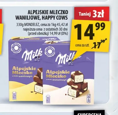 Alpejskie Mleczko Happy Cows Milka promocja w Arhelan