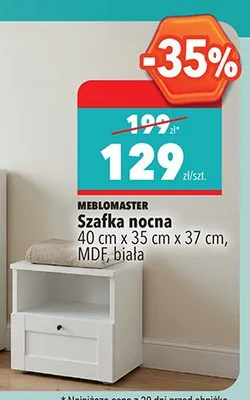 Szafka nocna MEBLOMASTER 40cm x 35cm x 37cm MDF biała promocja w Biedronka
