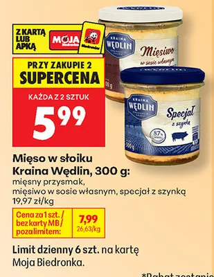 Mięso w słoiku Specjał z szynką Kraina Wędlin promocja w Biedronka