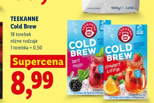 Herbata Teekanne Cold Brew Strawberry & Orange promocja w Lidl