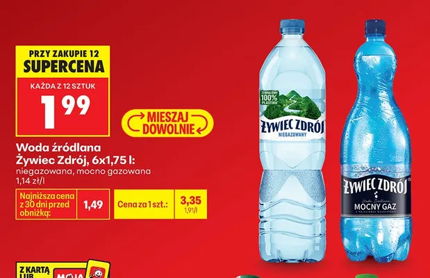 Woda źródlana Żywiec Zdrój niegazowana promocja w Biedronka