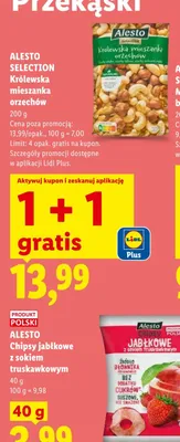 Chipsy jabłkowe z sokiem truskawkowym Alesto promocja w Lidl
