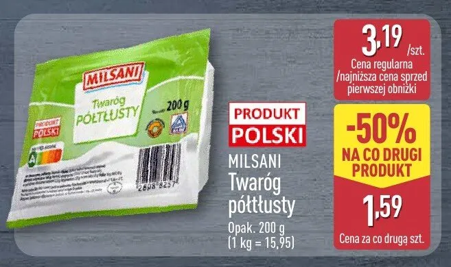 Twaróg półtłusty promocja w Aldi
