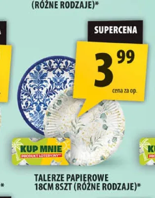 Talerze papierowe 8-pak 18 cm promocja w Arhelan