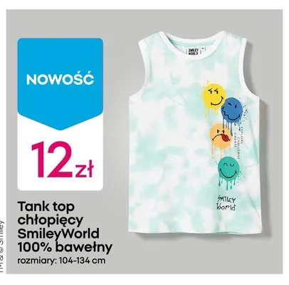 Tank top chłopięcy SmileyWorld 100% bawełny promocja w Pepco