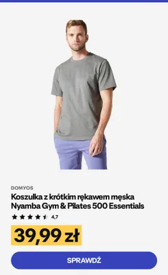 Koszulka z krótkim rękawem męska Domyos Nyamba Gym & Pilates 500 Essentials promocja w Decathlon