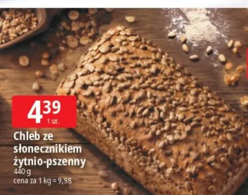 Chleb ze słonecznikiem żytnio-pszenny promocja w Leclerc