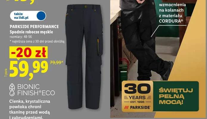 Spodnie robocze męskie Parkside Performance promocja w Lidl