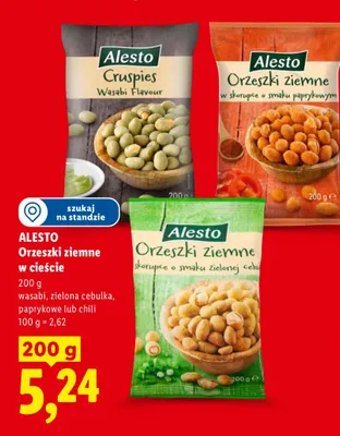 Orzeszki ziemne w cieście o smaku wasabi Alesto promocja w Lidl