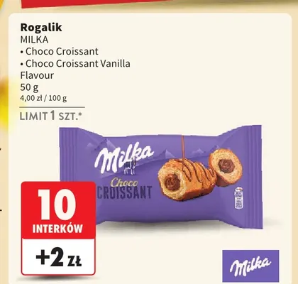 Rogalik Choco Croissant Vanilla Flavour Milka promocja w Intermarche
