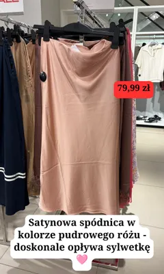 Satynowa spódnica H&M w kolorze pudrowego różu promocja w H&M