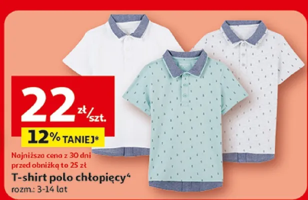 T-shirt polo chłopięcy Inextenso rozm. 3-14 lat promocja w Auchan