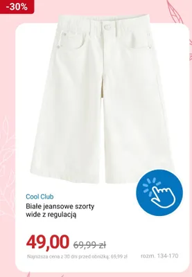 Szorty jeansowe Cool Club białe wide z regulacją promocja w Smyk