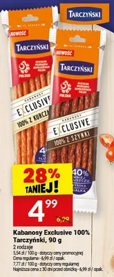 Kabanosy Exclusive 100% Tarczyński promocja w Twój Market
