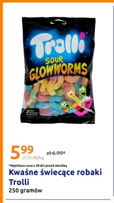Kwaśne świecące robaki Trolli promocja w Action