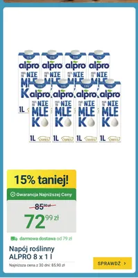 Napój roślinny Alpro 8-pak 1l promocja w ERLI