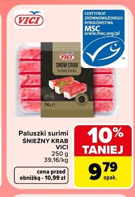 Paluszki surimi Śnieżny Krab Vici promocja w Carrefour