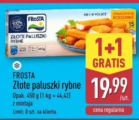 Złote paluszki rybne Frosta z mintaja promocja w Aldi