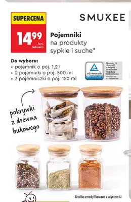 Pojemniki na produkty sypkie i suche 2-pak 500 ml Smukee promocja w Biedronka