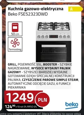 Kuchnia gazowo-elektryczna Beko FSE52323DWD promocja w kakto.pl
