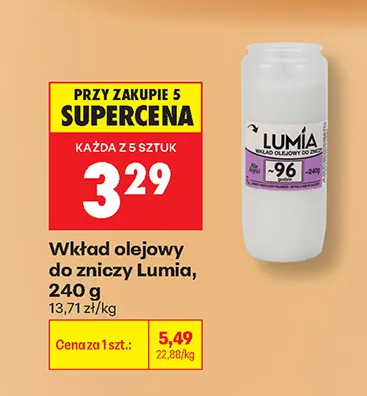 Wkład olejowy do zniczy Lumia promocja w Biedronka