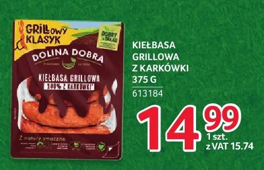 Kiełbasa grillowa z karkówki Dolina Dobra promocja w Selgros
