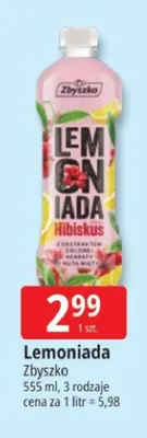 Lemoniada Zbyszko Hibiskus z ekstraktem zielonej herbaty i nutą mięty promocja w Leclerc