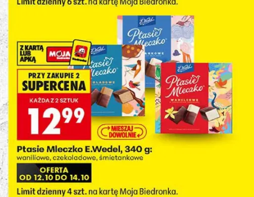 Ptasie Mleczko E.Wedel waniliowe promocja w Biedronka