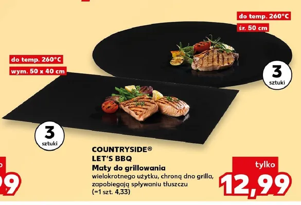 Maty do grillowania COUNTRYSIDE LET'S BBQ 3-pak śr. 50cm promocja w Kaufland