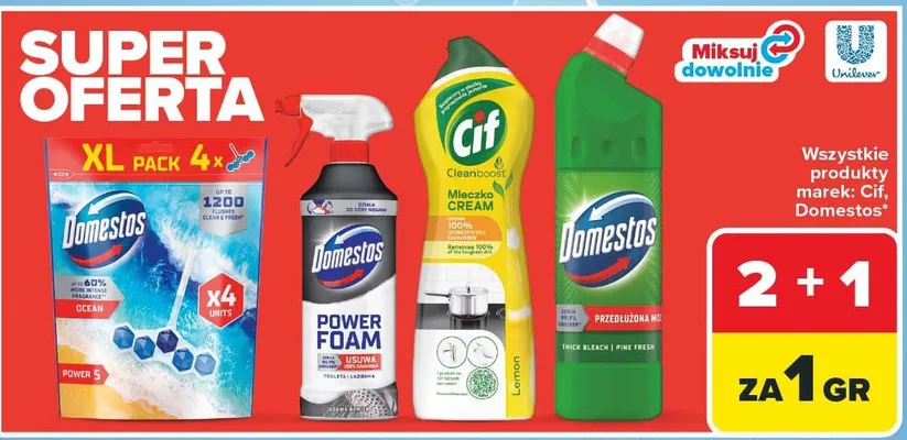 Wszystkie produkty marek Cif, Domestos promocja w Carrefour