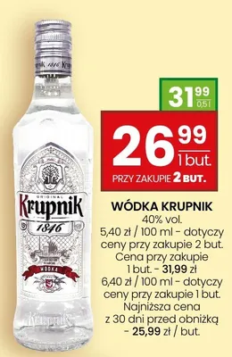 Wódka Krupnik 40% vol. promocja w Twój Market