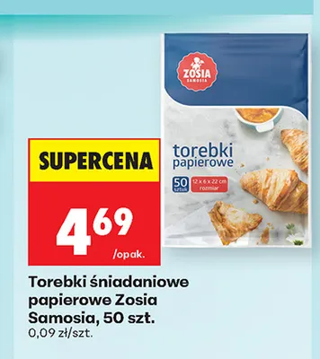 Torebki śniadaniowe papierowe Zosia Samosia promocja w Biedronka