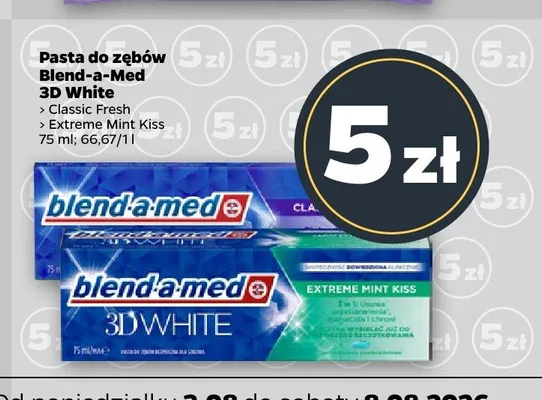 Pasta do zębów Blend-a-Med 3D White Extreme Mint Kiss promocja w Netto