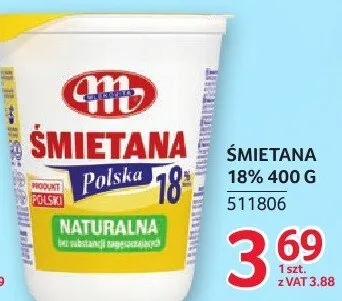 Śmietana Mlekovita 18% 400 g promocja w Selgros