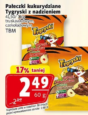 Pałeczki kukurydziane Tygrysiki z nadzieniem czekoladowym promocja w Prim Market