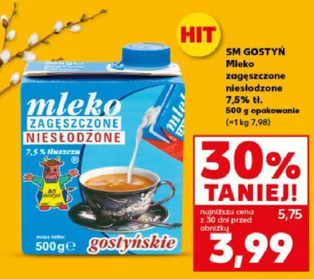 Mleko zagęszczone niesłodzone 7,5% tł. promocja w Kaufland