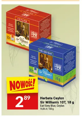 Herbata Earl Grey Blue Sir William's 10T promocja w Twój Market