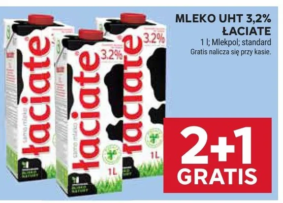 Mleko UHT 3,2% łaciate promocja w Stokrotka