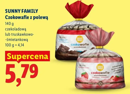 Czokowafle z polewą truskawkowo-śmietankową Sunny Family promocja w Lidl