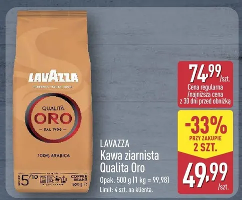 Kawa ziarnista Qualita Oro promocja w Aldi