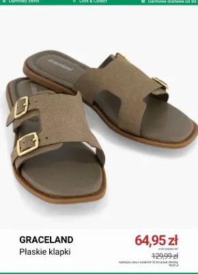 Płaskie klapki Graceland promocja w Deichmann