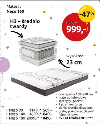 Materac H3 – średnio twardy promocja w Black Red White