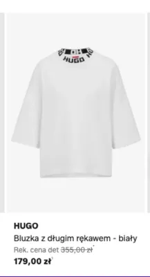 Bluzka z długim rękawem HUGO biały promocja w Lounge by Zalando
