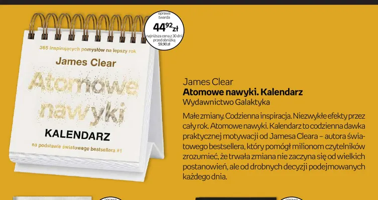 Atomowe nawyki. Kalendarz James Clear Wydawnictwo Galaktyka promocja w Empik
