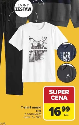 T-shirt męski z nadrukiem promocja w Carrefour