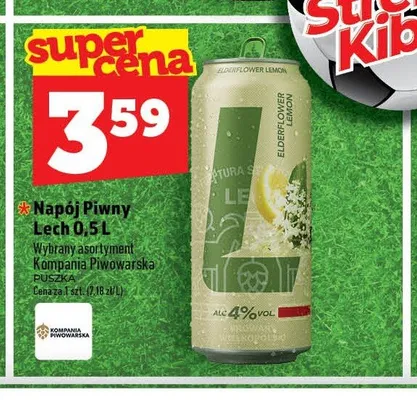 Napój piwny bezalkoholowy Lech Free Elderflower Lemon promocja w TOPAZ