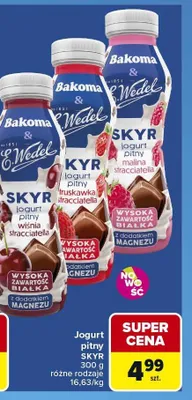 Jogurt pitny Skyr Bakoma malina stracciatella promocja w Carrefour